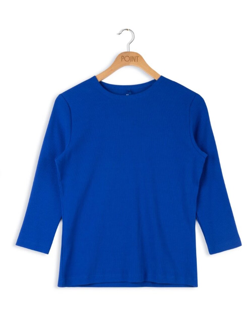 Point 3/4 Sleeve Classic Ribbed Crewneck Tshirt
